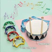 5/1pc Percussion Drum Instrument (With Adjustable Strap And 2 Drumsticks), Handheld Shaker. Suitable For Stage, Dance Party, Party Performance, Perfect For Halloween, Christmas Party Gathering, Ideal Birthday Gift - Multicolor - View 7