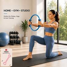 Pink Pilates Yoga Resistance Ring And Free Yoga Resistance Band, Home Fitness Workout Equipment, Suitable For Full Body Exercise - Multicolor - View 8