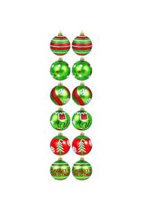 12pcs Christmas Tree Decor Balls, 2.4 Inch Red & Green Christmas Ball Hanging Ornaments, Shiny Christmas Tree Hanging Ball Decorations, Christmas Holiday Decorations - Multicolor - View 9