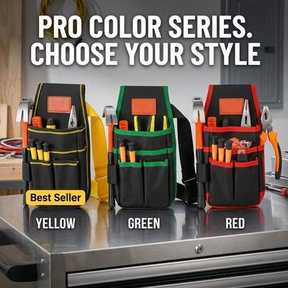 1pc Multifunctional Tool Waist Bag, 600D Oxford Cloth, Wear-Resistant Reinforced Stitching, Multiple Pockets, Open Top Quick Access, Adjustable Buckle Waist Belt, Hammer Loop Design, Construction Site, Electrical Maintenance, Carpentry, Renovation, Repair, Installation, Electrician, Carpenter, Construction Repair Master Specialized Waist Tool Storage Bag