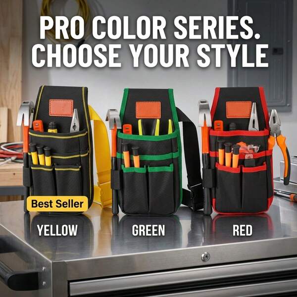 1pc Multifunctional Tool Waist Bag, 600D Oxford Cloth, Wear-Resistant Reinforced Stitching, Multiple Pockets, Open Top Quick Access, Adjustable Buckle Waist Belt, Hammer Loop Design, Construction Site, Electrical Maintenance, Carpentry, Renovation, Repair, Installation, Electrician, Carpenter, Construction Repair Master Specialized Waist Tool Storage Bag