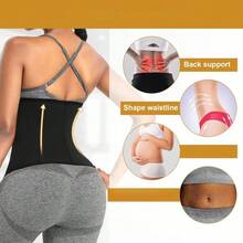 1pc Women's Adjustable Hook & Zipper Waist Trainer, High Compression Waist Cincher, Breathable Waist Belt Body Shaper, Suitable For Sports And Daily Wear - Black - View 5
