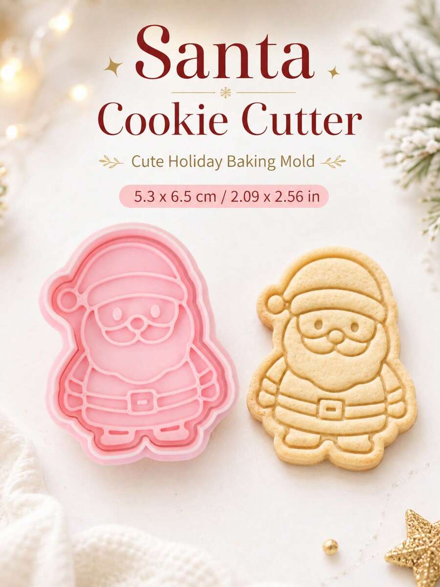 1pc Santa Figure Cookie Cutter Cute Holiday Baking Mold DIY For Biscuit Cake Decorating Xmas Home Kitchen Party Pastry Making Accessory Supplies - View 1