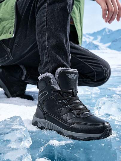 2026 Winter Men's Plush Sports Shoes, Hiking & Hunting Boots, Unisex Wear-Resistant Outdoor Warm Hiking Boots, Snow Ankle Boots