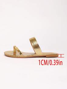 Dual Solid Color Elegant Cross Strap Sandals Party Autumn/Winter Lightweight Slippers - Gold - View 7