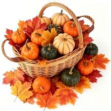 44pcs Realistic Pumpkin Halloween Decorations, Durable, Multiple Sizes Available, Spooky Autumn Harvest Home Decor, Halloween Decor - View 1