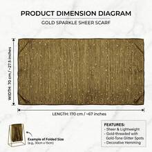 1pc Women's Lightweight Solid Color Sequin Scarf Headwrap Middle Eastern Style Decorative Scarf Sun Protection Beach Shawl Party Shawl Suitable For Daily Use - Olive Gold - View 3