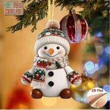 2D Flat [Decorative Hanging Ornament] Snowman 2pcs Set, Christmas Fairy Tale Character, Perfect For Christmas Window And Party Decoration, Christmas Tree Decoration, Perfect Christmas, 2026 New Year Gift, Birthday Gift, Holiday Party Gift - Multicolor - View 4