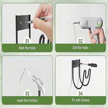 1pc Wall-Mounted Hose Hook, Sturdy Rust-Proof Bracket (Includes Mounting Screws), Garden Hose Holder, Suitable For Outdoor Use, Can Store Hoses, Extension Cords And Gardening Tools. - A - View 8