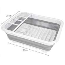 Foldable Dish Drying Rack & Colander, Compact PP + TPR Kitchen Drainer With Drainage Holes, Space-Saving Dish Rack For Plates, Cups, Fruit & Vegetables, Grey & White, 35 X 28 Cm - View 4