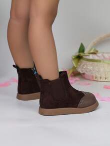 1 Pasang Sepatu Bot Chelsea Anak Perempuan, Sepatu Bot Modis Bersol Lembut dan Tahan Lama, Sepatu Bot Setinggi Mata Kaki untuk Balita - Coklat - View 7