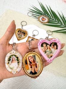 Personalized Acrylic Photo Keychain, Customizable Photo. Vintage Style Decorative Photo Frame, Perfect Gift For Wedding, Anniversary, Valentine's Day And Birthday. Suitable For Lovers, Newlyweds, Friends And Family. - Multicolor - View 11