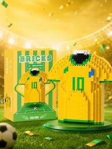 FIFA Football Jersey Building Blocks, 700+Pcs Messi Cristiano Ronaldo Neymar Shirt Model, DIY Sports Collectible Desktop Display Gift For Football Fans, Ages 14+ - Multicolor - View 6