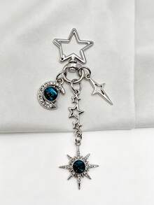 Nteresting Blue Starry Sky Series Keychain,Bag Charm,Fashion Exquisite Ladies Keychain Decoration, Bag Accessory,Star Moon Sun Hanging Ornaments - Multicolor - View 12