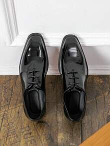 Men's Formal Thick Sole Height Increasing Lace-Up Derby Shoes Red Bottom British Style Wedding Bride Business Casual Commute Men's Shoes - Black - View 5
