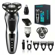 Men's Electric Shaver Multi-Function Grooming Kit, Can Shave, Cut Hair, Trim Sideburns, Trim Nose Hair, USB Rechargeable, Digital Display, Perfect Gift For Men On Holidays, Battery Capacity 600mAh - A - View 2