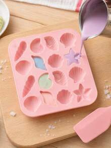 16-Cavity Ocean Shell Silicone Candy Mold, Silicone Easy Release Heat-Resistant With Pink Dropper, Suitable For Chocolate, Gummy, Jelly, Pudding, Ice Cubes And DIY Dessert Making - Multicolor - View 10