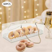 HYYKJ-US 60 Pack Clear Swiss Roll Cake Box, Large Transparent Cupcake Box With Handle, Rectangle Cake Roll Packaging For Baking Bakery - JJFTOR7NWDHS8=default - View 3