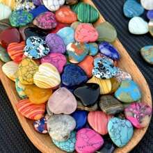 100pcs Natural Stone Quartz Heart-Shaped Gemstone Crystal Raw Stone 2cm Random Color And Style - Multicolor - View 5