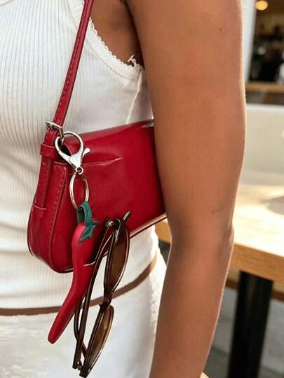 Portable Anti-Loss Glasses Set, Neck-Hanging Fashion Glasses Pouch + Novel Star & Chili Pepper Glasses Clip Bag Charm, Unisex
