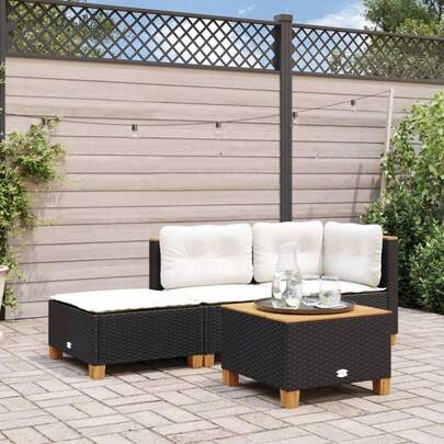vidaXL Taboret ogrodowy z poduszką czarny 63,5x56x32 cm polirattan, meble, meble ogrodowe, taboret ogrodowy