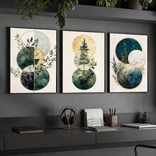 3pcs/Set Retro Style Geometric Patterns And Tree Branch Design Canvas Poster, Abstract Art Wall Decoration, Wall Art, Suitable For Bedroom, Living Room, Study, Kitchen, Office, Dining Room Decoration, Home Decoration - A - View 6