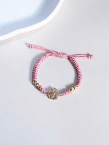 1pc Geometric Floral Handmade Braided Adjustable Rope Bracelet, Niche Minimalist Luxury Design Women's Jewelry - Bracelet - View 8