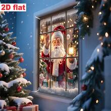 [Spanduk Pesta] 1 buah, Bahan Poliester, Spanduk Dekorasi Jendela Santa Claus, Pohon Natal, Hadiah, Desain Kepingan Salju untuk Natal - Santa Claus akan datang - View 3