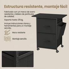 VASAGLE 2-Drawer File Cabinet, Mobile Printer Stand - Black - View 4