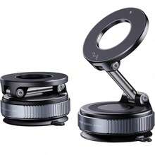 360° Rotating Magnetic Phone Holder, Foldable & Extendable, Universal Compatibility, Non-Waterproof, Portable, Suitable For Car/Bathroom/Travel/Gym/Smooth Surface. Note: Only Supports Installation On Smooth Surfaces. - Black - View 3