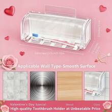 Valentine's Day - High-Quality With-Hood Toothbrush Holder - Enjoy Together As A Family - Valentine's Day Gift - Cost-Effective Present - Multicolor - View 9