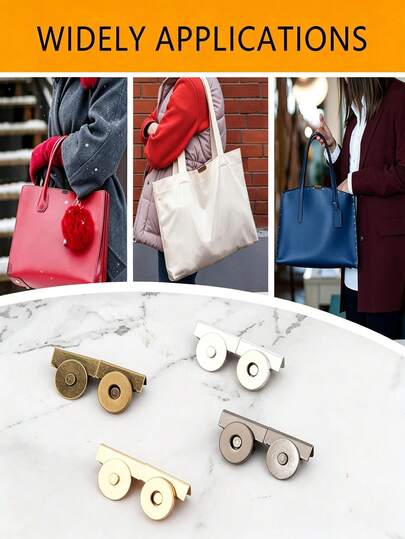 1 par de broches magnéticos, adecuados para bolsos de mano y bolsas tote, 4 colores, broches magnéticos de metal resistente, magnéticos sin costuras, adecuados para bolsos de mano, bolsas, costura de ropa, cortinas y proyectos de manualidades DIY