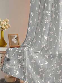 1pc/2pcs Premium Boho Style Embroidered Sheer Curtains For Living Room & Bedroom, Minimalist Line Art Voile Drapes, Fade Resistant Soft Light Blocking Breathable Home Decor, Easy To Install And Maintain - Grey - View 4