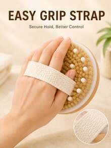 1pc Bamboo Body Exfoliating Brush, Dry & Wet Use Bath Brush With Massage Ball, Reusable Back Scrubbing Ball, Suitable For Shower, Bath And SPA - Multicolor - View 4