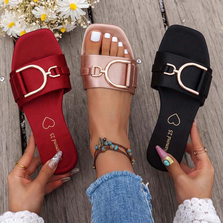 Women Home Slippers - Wine + Rose Champagne + Black - View 1