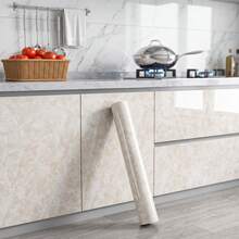 1pc Marble Pattern Waterproof Vinyl Wallpaper, Suitable For Bathroom, Table, Kitchen Cabinets, Self-Adhesive Furniture Decorative Sticker, PVC Material, Removable Wall Panels, Wallpaper, Spring Decor, Renew Your Home, Rama Decorative Sticker, Birthday & Graduation Gift - White - View 8
