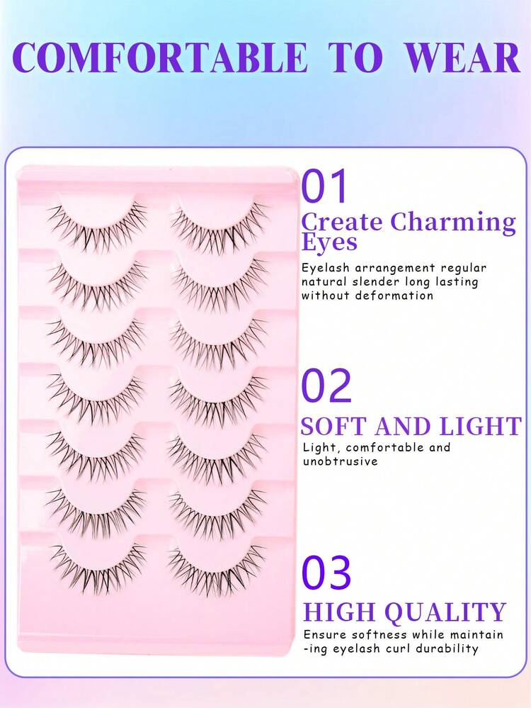 7 Pairs Super Soft Faux Mink Eyelashes - Natural Criss-Cross Lashes, Reusable, Soft & Lightweight, Mink Texture Lash Strips, Create Charming Eye Makeup - Black - View 3