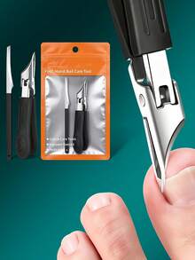 1 Set Thick Nail And Inlaid Nail Trimmer, Heavy Duty Stainless Steel High Precision Nail Clipper With Safety Soft Grip Handle And Ultra-Sharp 25° Beveled Blade, Designed For Elderly, Anti-Splatter Nail Clipper - A - View 2