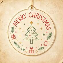 1pcsChristmas Acrylic Round Ornament, MERRY CHRISTMAS Printed Xmas Tree Hanging Pendant, Home Party Decor Holiday Gift - Multicolor - View 4