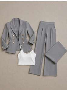 Women Suit Sets - Light Grey - View 4