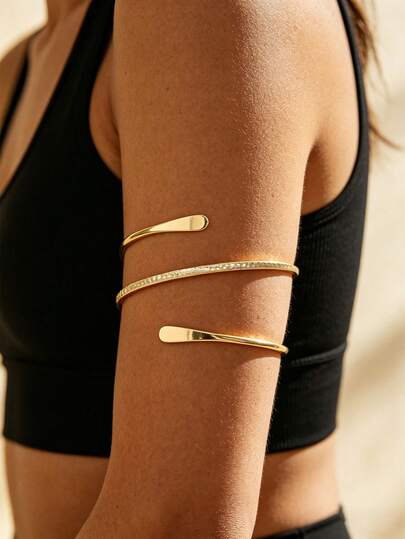 1 Stück modisches lässiges Spiralarmband, verstellbares geometrisches offenes Manschettenarmband, geeignet für Musikfestivals, Partys, Abendveranstaltungen
