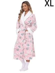 Neue lange warme Damen-Bademantel, weicher warmer bedruckter Samt-Bademantel, Herbst/Winter verdickter Stil, Damen lässiger Strick-Bademantel in Knie-Länge mit Bindegürtel und Taschen, Haus-Bademantel, Halloween-Kostüm, Weihnachtsgeschenk - A - Übersicht 13