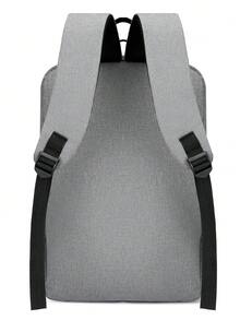 Water-Resistant Fashion Casual USB Port Men's Backpack - Grey - View 2