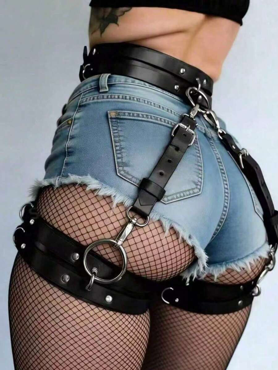 1 pièce Anneau de jambe décoratif punk pour femmes, porte-jarretelles de cuisse, accessoires de costume, sangle de jambe en cuir, accessoires de festival et de cosplay - A - Voir 1