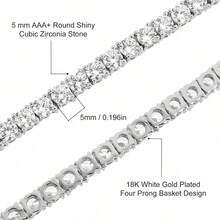 MDFUN 18K白金鍍 5mm CZ網球項鍊，閃耀立方鋯石滿鑽鏈條項鍊，適合女性 - 白色 - 查看 3