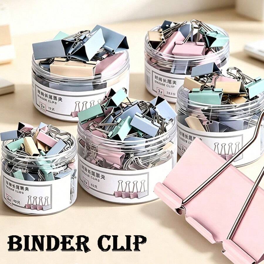 40/60pcs Macaron Multi-Color Long Tail Clips, Ticket Swallowtail Clips, Document Fixing Clips, Secure Grip And Non-Slip, Suitable For Back To School Assignment And Exam Paper Organization, Christmas Holiday Document Classification And Binding, Halloween Theme Planner Material Fixing, Office Stationery Short Video Promotion - Morandi Color - View 1