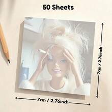 OBOVAY 1 Set/50 Sheets Funny Fashion Doll Facial Expression Pattern Square Sticky Notes, Multiple Doll Patterns Available, Tear-Off Self-Adhesive Memo Paper Design, Easy To Write And Stick, Suitable For Message Reminders, Memo Records, To-Do Lists, Schedule Planning, Task Arrangement, Notes, Textbook Marking, Key Point Highlighting, Page Indexing, File Classification, Bookmark Positioning - Multiple Styles - View 5