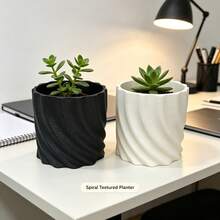 Spiral Rippled Flower Pot, Modern Minimalist Textured Succulent Planter, Suitable For Living Room, Window, Patio, Office Decoration, Beautiful Desktop Vase - Flower Pot - View 2