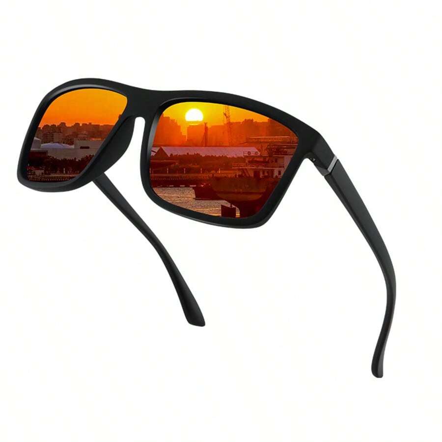 1 Pair Men's Rectangular Full Frame Decorative Glasses, Coated Lenses, Suitable For Driving, Travel, Leisure And Outdoor Wear