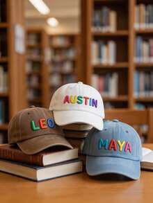 Personalized Multi-Color Embroidered Decorative Hat, Customizable With Your Name, Unique, Fashionable, Beautiful, Vacation Decoration, Back To School Eye-Catching Accessory - Multicolor - View 5